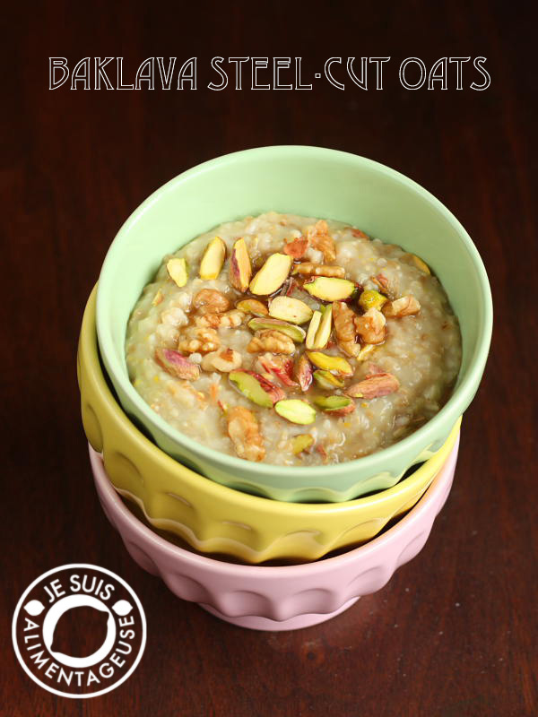 Baklava-Inspired Overnight Steel-Cut Oatmeal | alimentageuse #breakfast #healthy #protein