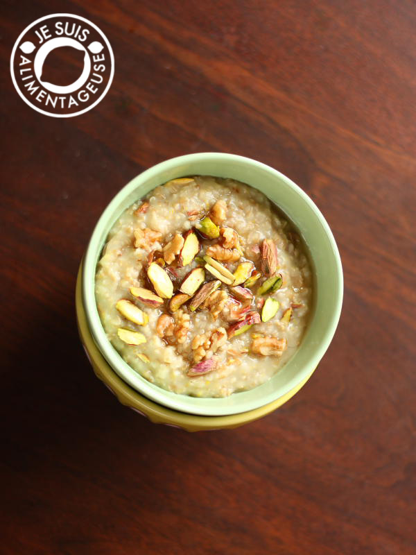 Baklava-Inspired Overnight Steel-Cut Oatmeal | alimentageuse #breakfast #healthy #protein 