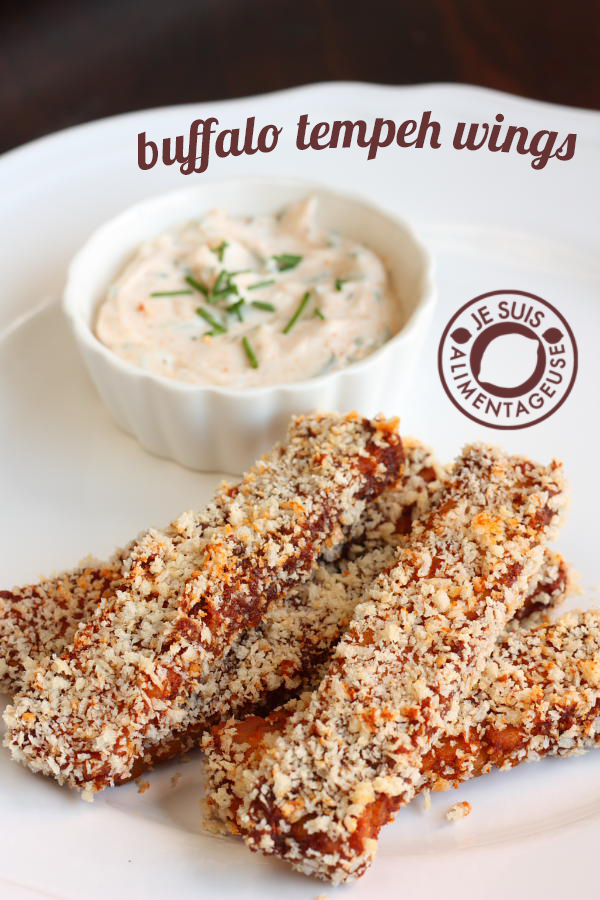 Buffalo Tempeh Wings - So flavourful and tender with a crunch, with an optional kick of cayenne at the end | alimentageuse.com #vegan #appetizers #buffalo