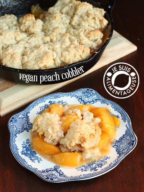 Vegan Peach Cobbler | alimentageuse.com #peach #cobbler #summer #vegan