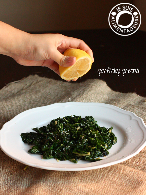 Garlicky Greens | alimentageuse.com | #vegan #thanksgiving #sides #green