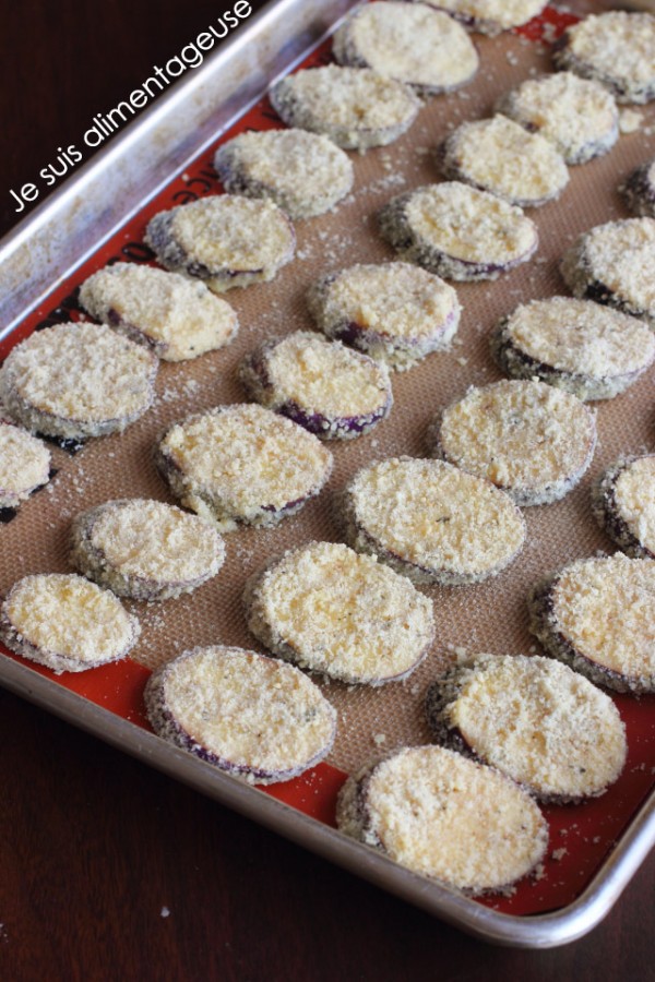 Almond Crusted Baked Eggplant - Finger food with tons of protein! #appetizerweek