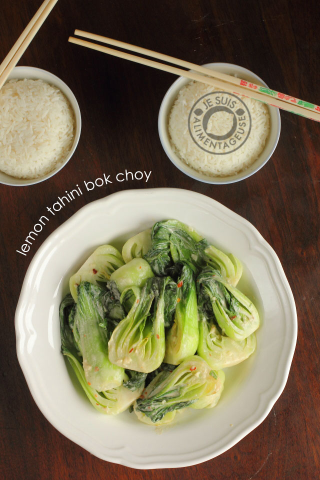 Middle-Eastern flavours meet one of my favourite asian greens to make a creamy lemon tahini bok choy dish