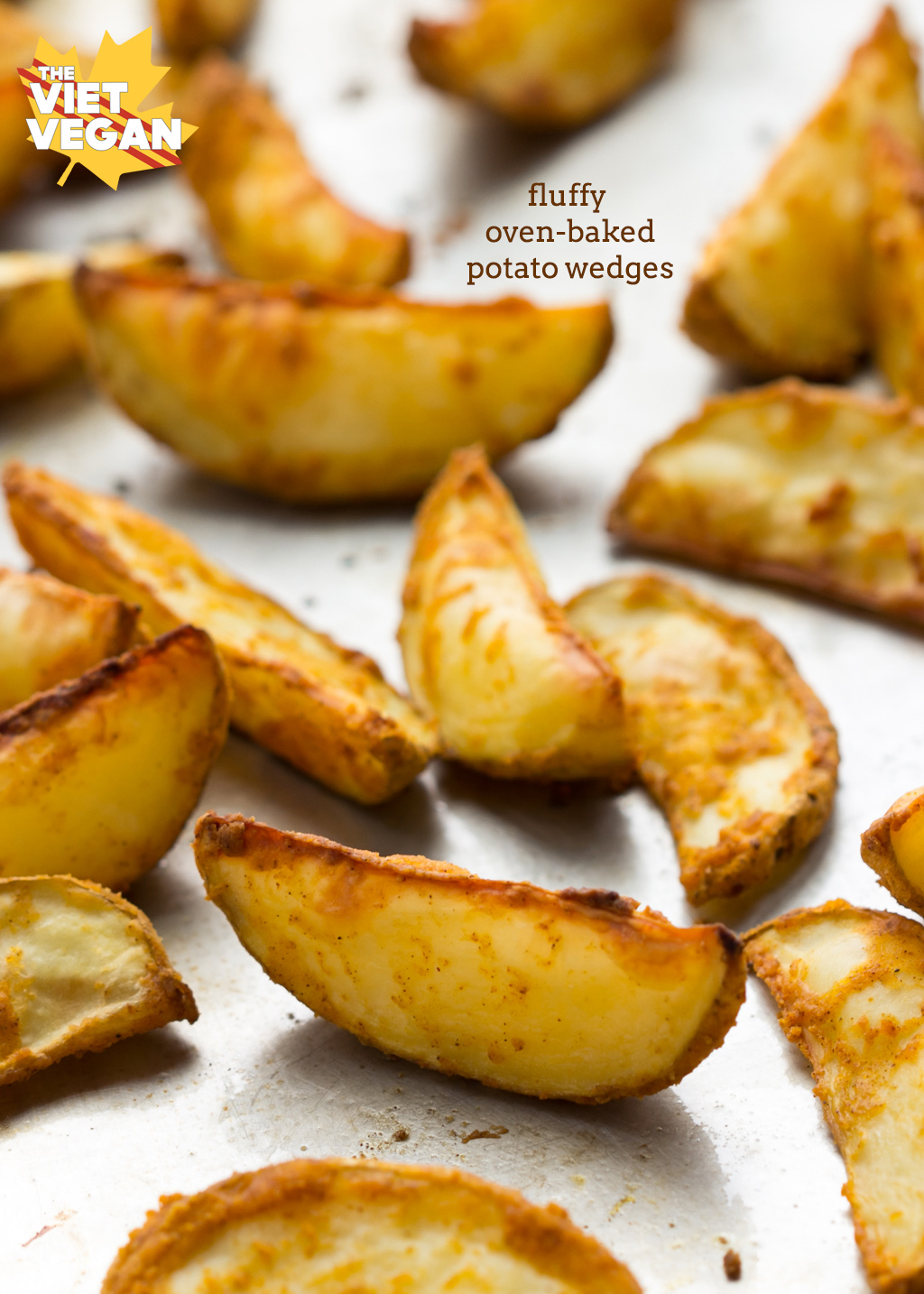 Vegan Fluffy Oven-Baked Potato Wedges | The Viet Vegan