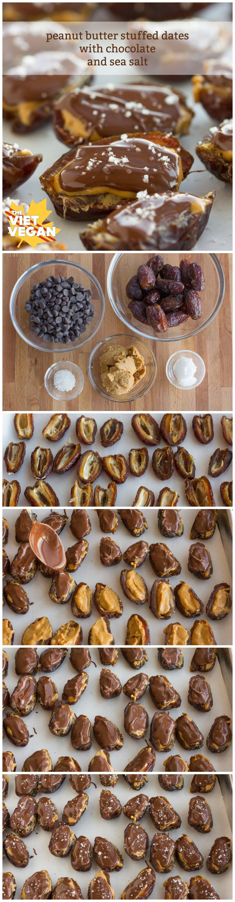 Peanut Butter Stuffed Dates with Chocolate and Sea Salt