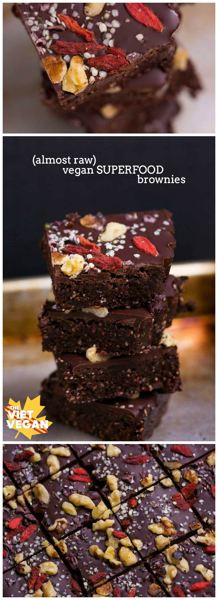 (Almost Raw) Vegan Superfood Brownies | The Viet Vegan | Fudgy, chocolaty, and full of good-for-you ingredients!