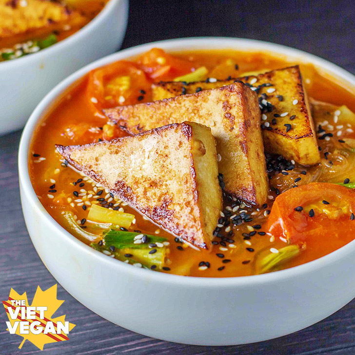 Vegan Spicy Lemongrass Noodle Soup | The Viet Vegan 