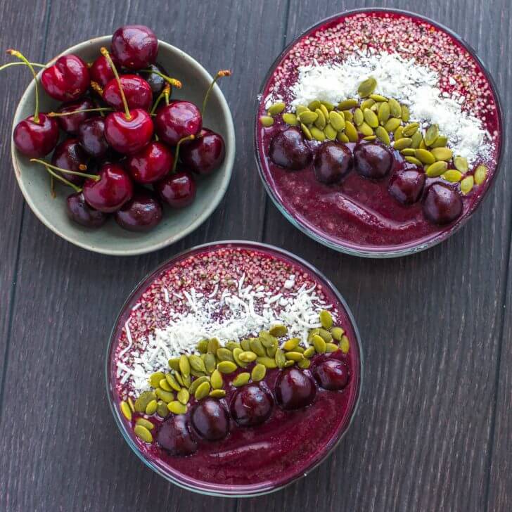 Cherry Açai Bowls | The Viet Vegan