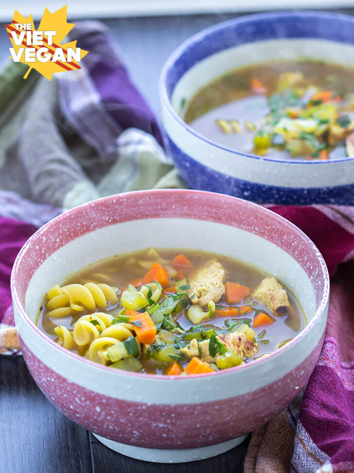 Vegan Chicken Noodle Soup - Darn Good Veggies