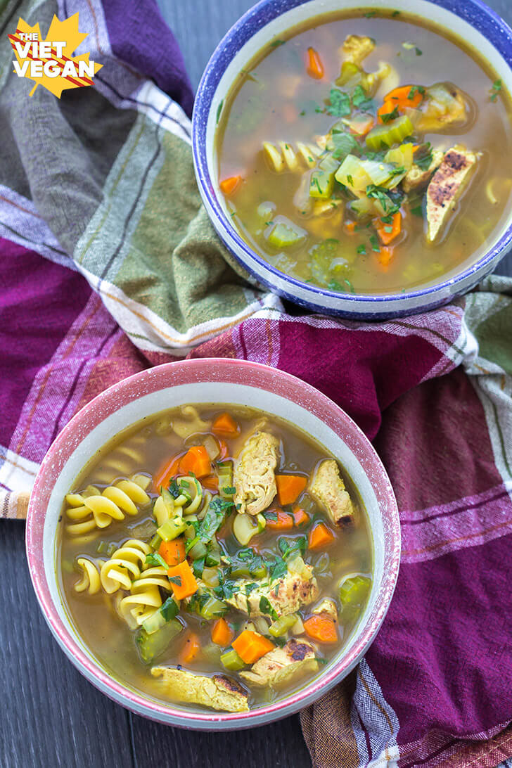 Vegan Chicken Noodle Soup - The Stingy Vegan