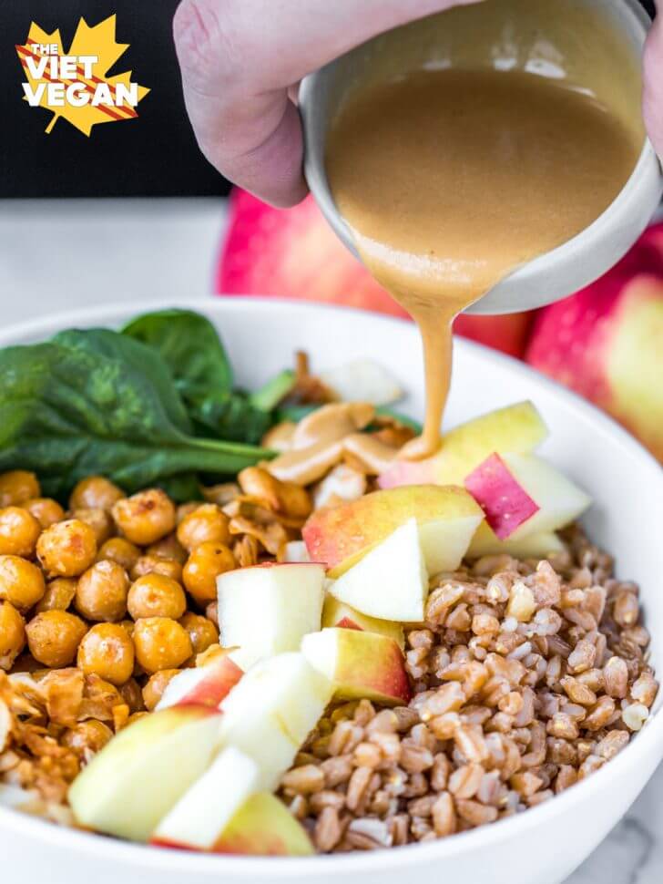 Vegan Apple Farro Bowls with Maple Tahini Dressing | The Viet Vegan