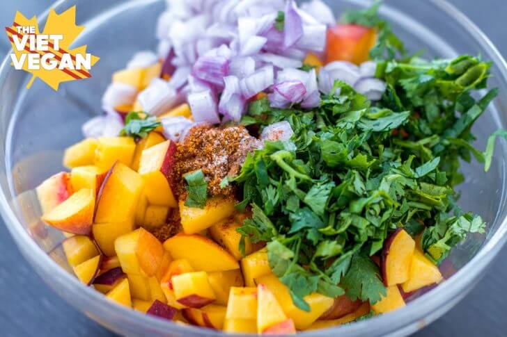 Vegan Fish Tacos with Peach Salsa | The Viet Vegan 