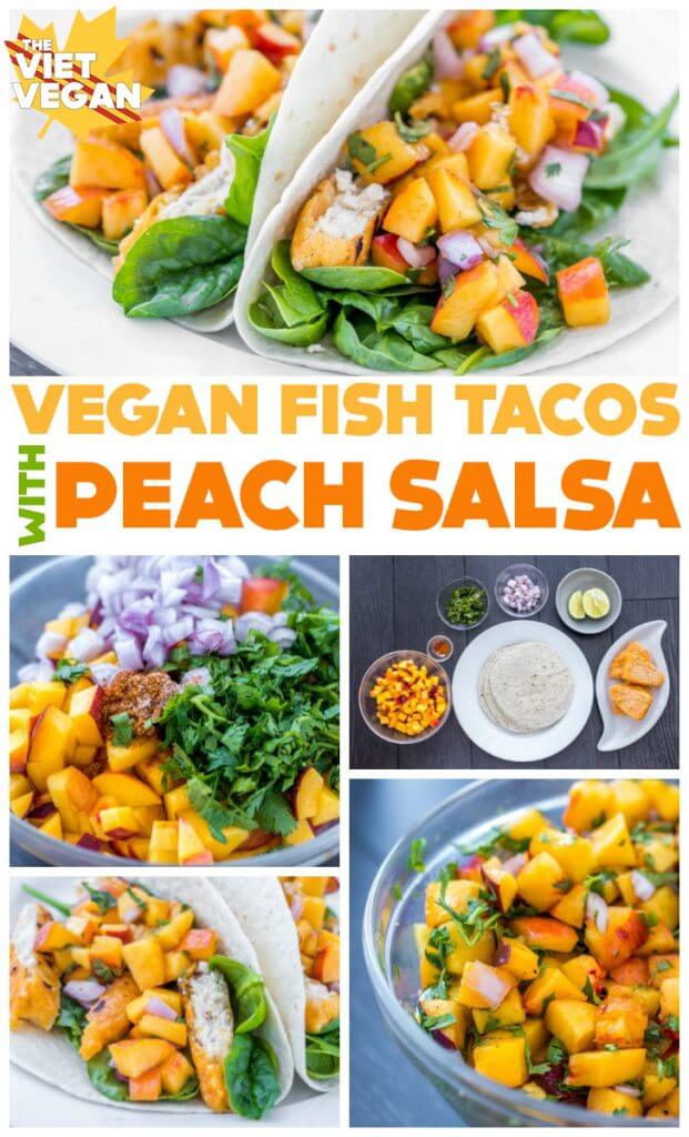 Vegan Fish Tacos with Peach Salsa