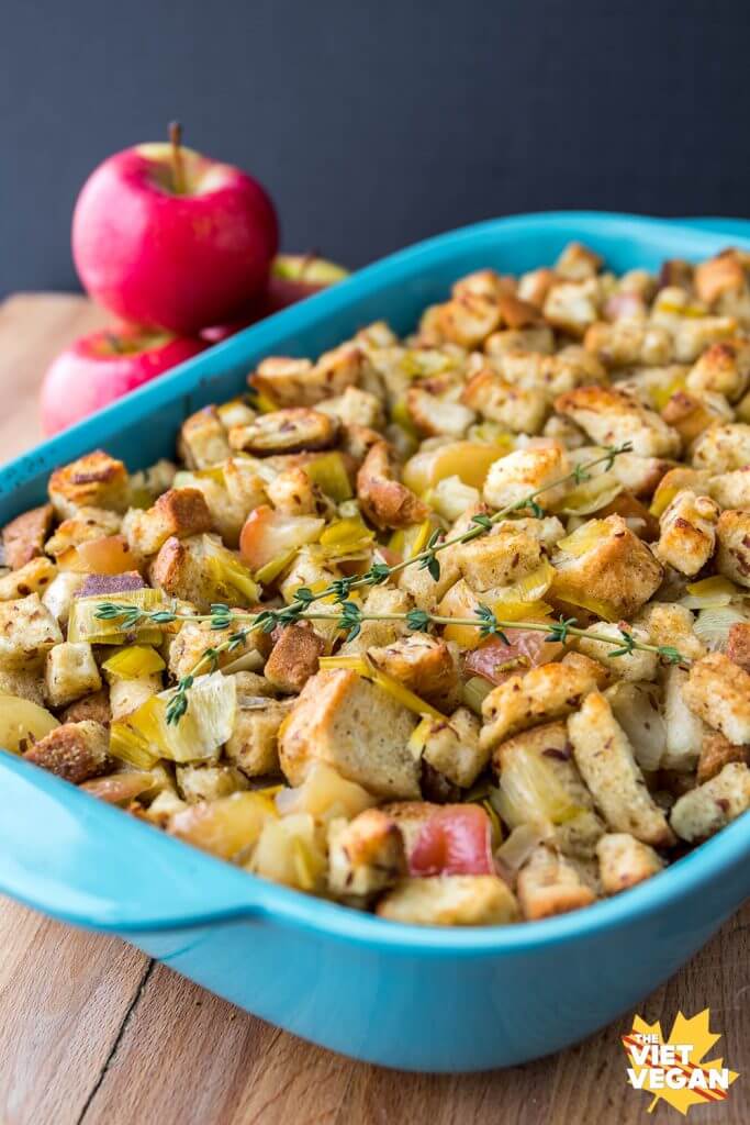 Vegan Stuffing with Leek and Apple | The Viet Vegan