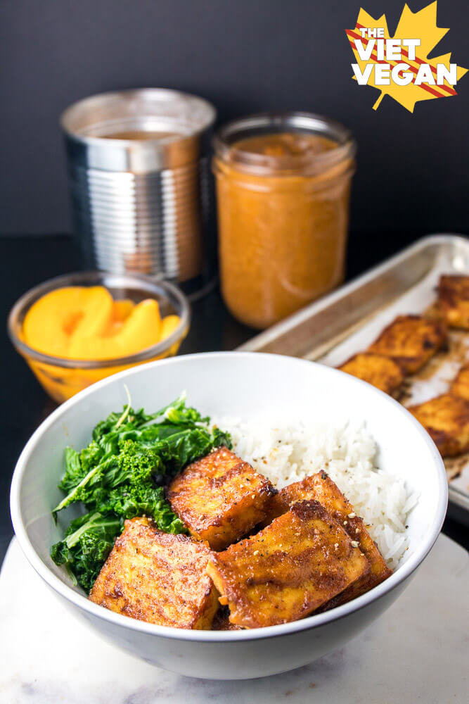 Peach BBQ Baked Tofu | The Viet Vegan