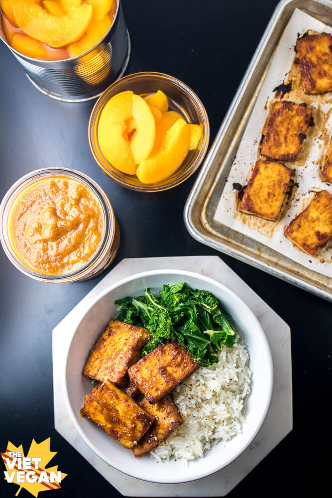 Peach BBQ Baked Tofu | The Viet Vegan