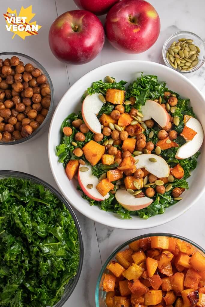 Vegan Massaged Kale and Apple Winter Salad