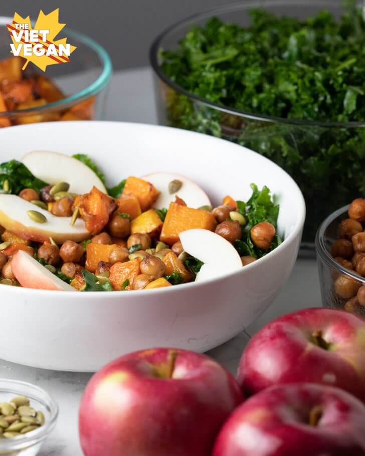 Vegan Massaged Kale and Apple Winter Salad