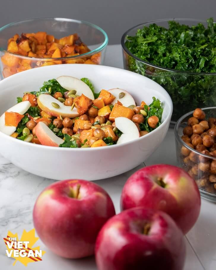 Vegan Massaged Kale and Apple Winter Salad