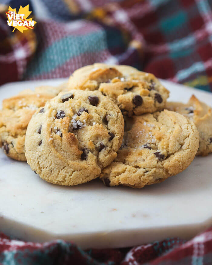 vegan cannabutter cookies on a marble slab