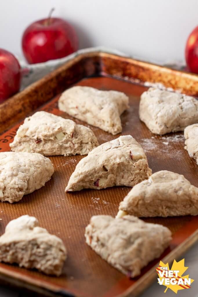 Unbaked scones on a sheet