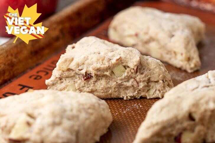 Unbaked scones, close up on a sheet