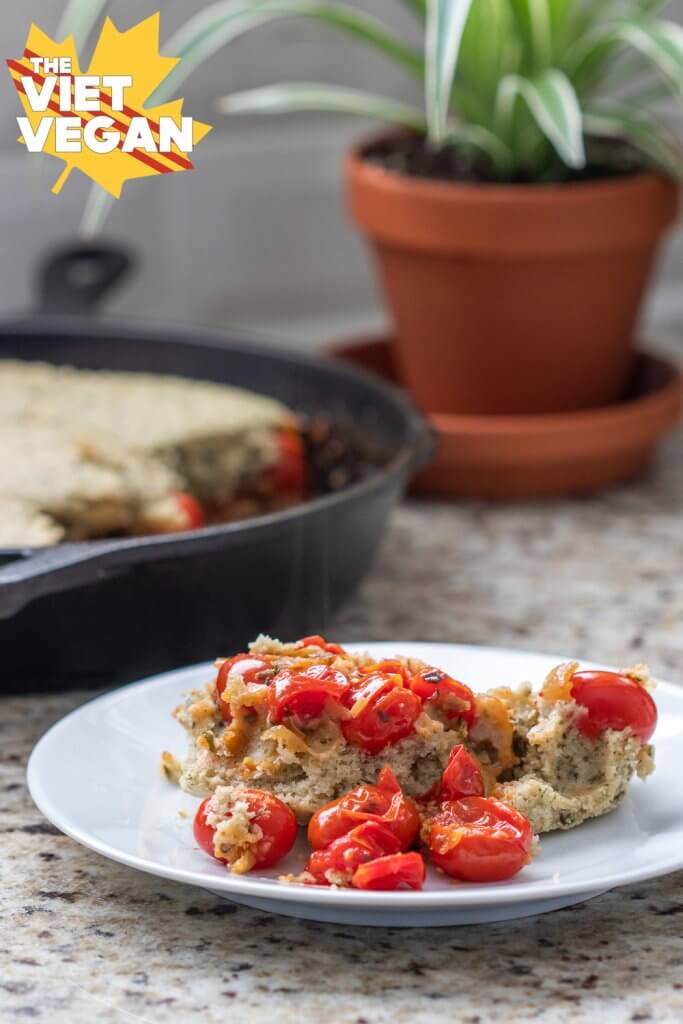 serving of baked tomato cobbler