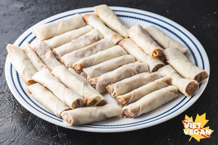 Freshly wrapped lumpia shanghai 