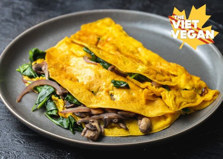 Vegan Mushrom and Spinach Chickpea Omelette