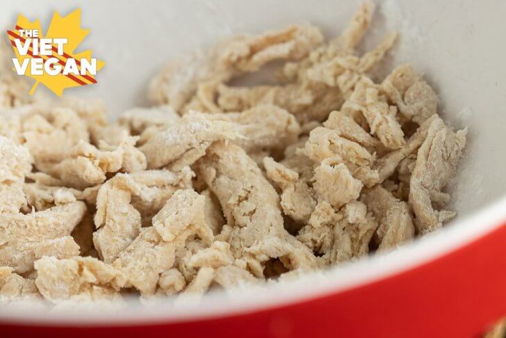 soy curls dredged in cornstarch