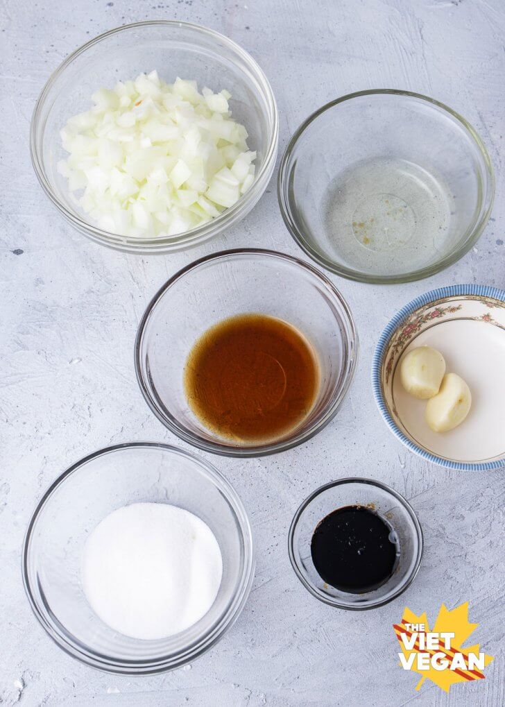 Marinade ingredients in bowls