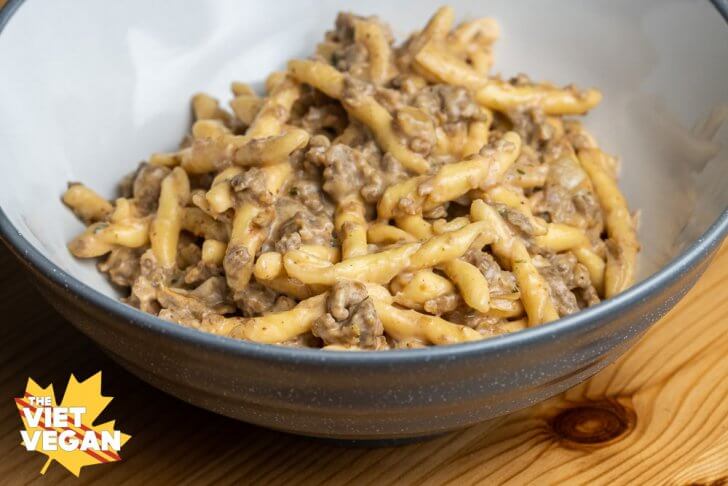 the pasta dish made with strozzapreti pasta in a bowl