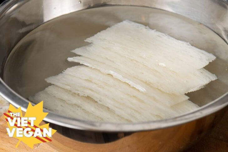 banh hoi sheets soaking in water