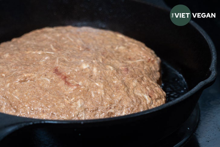 pan frying the washed flour seitan