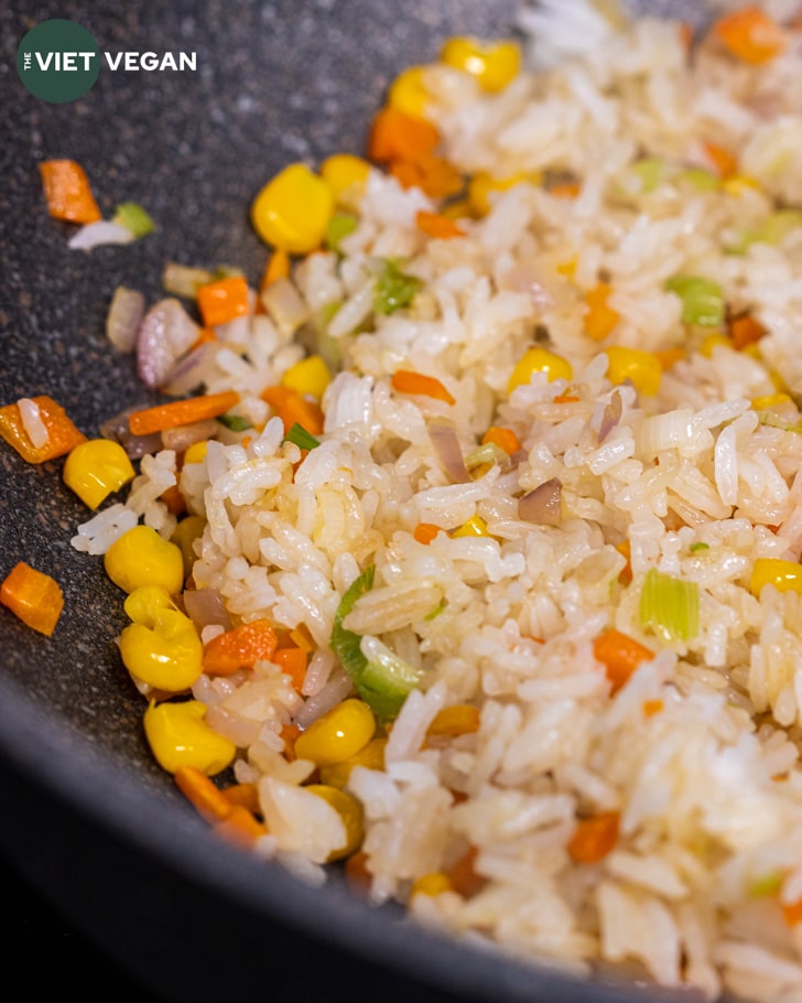 fried rice in a wok