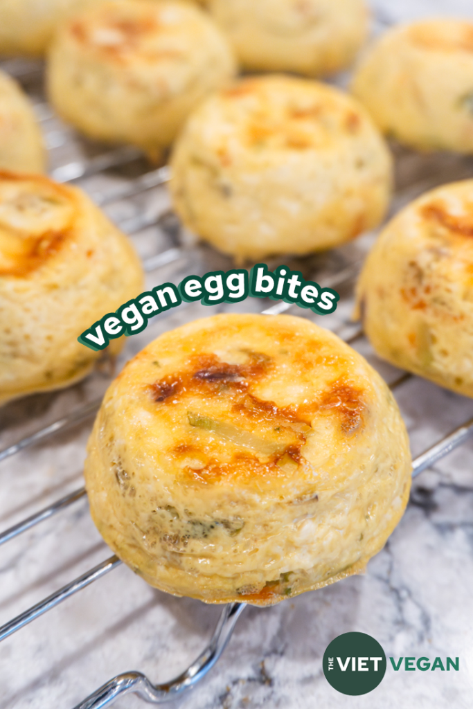 Vegan Egg Bites cooling on a wire rack